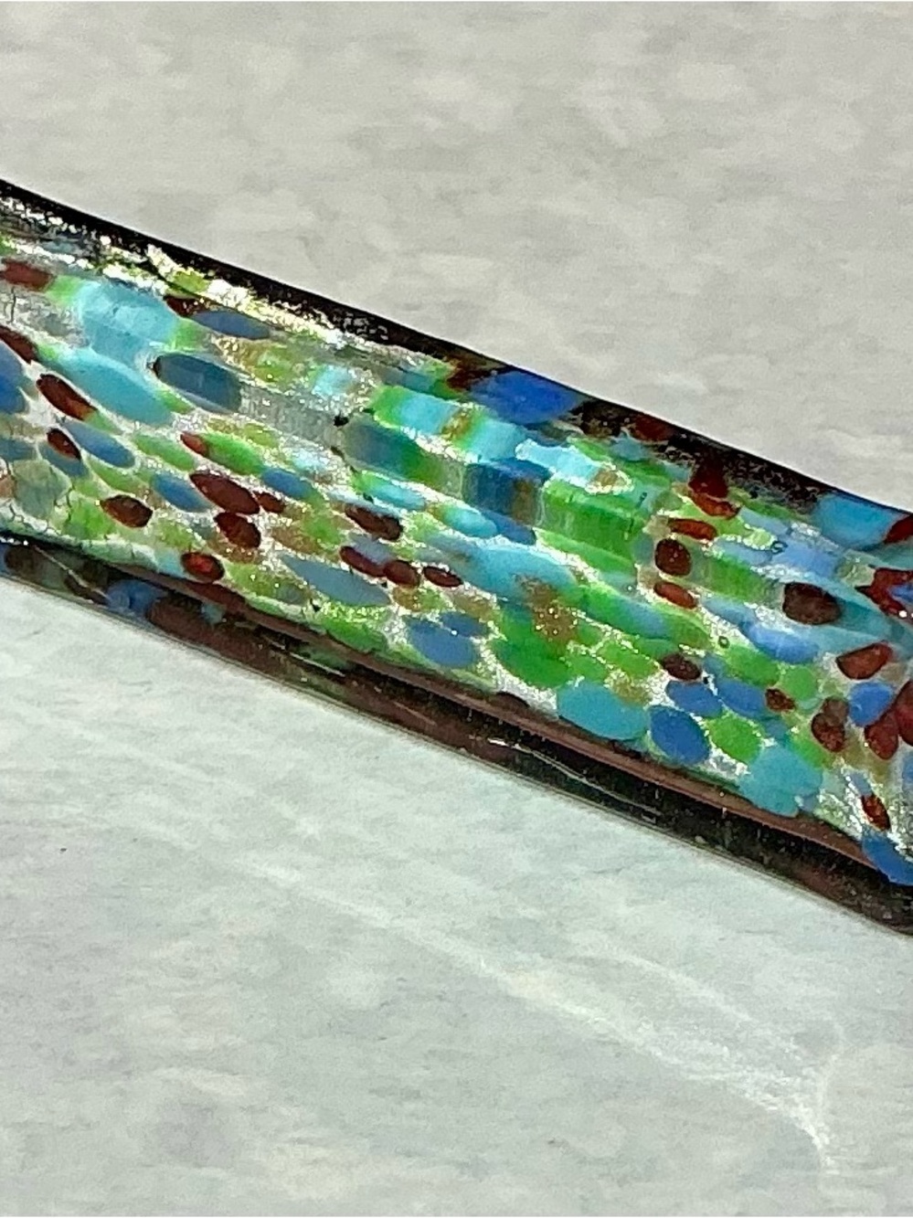 Artisan Dichroic Glass Reflection Stick Pendant Pastel Blue Lime Summertime